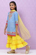 Blue Cotton Girls Straight Kurta Sharara Suit Set image number 4