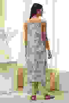 Green Cotton Floral Strappy Straight Kurta Set image number 4