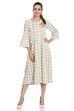Off White A-Line Cotton Yarndyed Dress image number 0