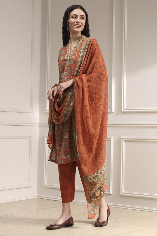 Blue Printed Straight Suit Set image number 3