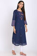 Off White Cotton Straight Yarndyed Kurta image number 3