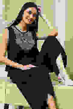 Black Solid Straight Co-ord Set image number 0