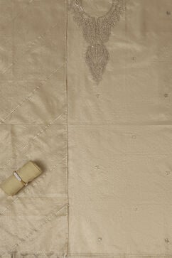 Beige Tissue Embroidered Unstitched Suit Set image number 1