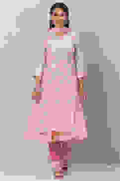 Powder Blue Cotton Double Layered Kurta Pant Suit Set image number 0