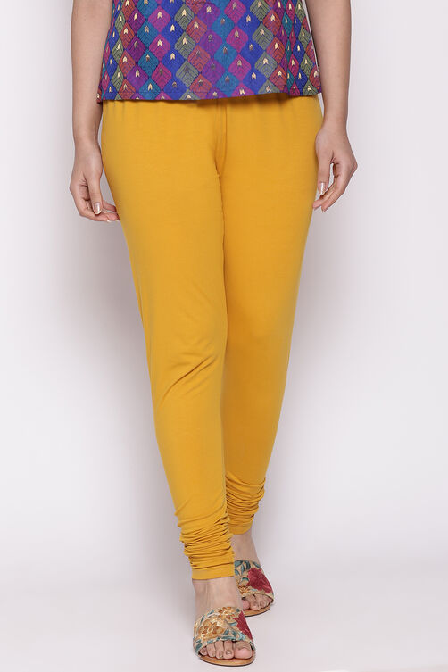Yellow Cotton Lycra Churidar image number 0