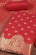 Pink Cotton Printed Embroidered Unstitched Suit Set image number 1