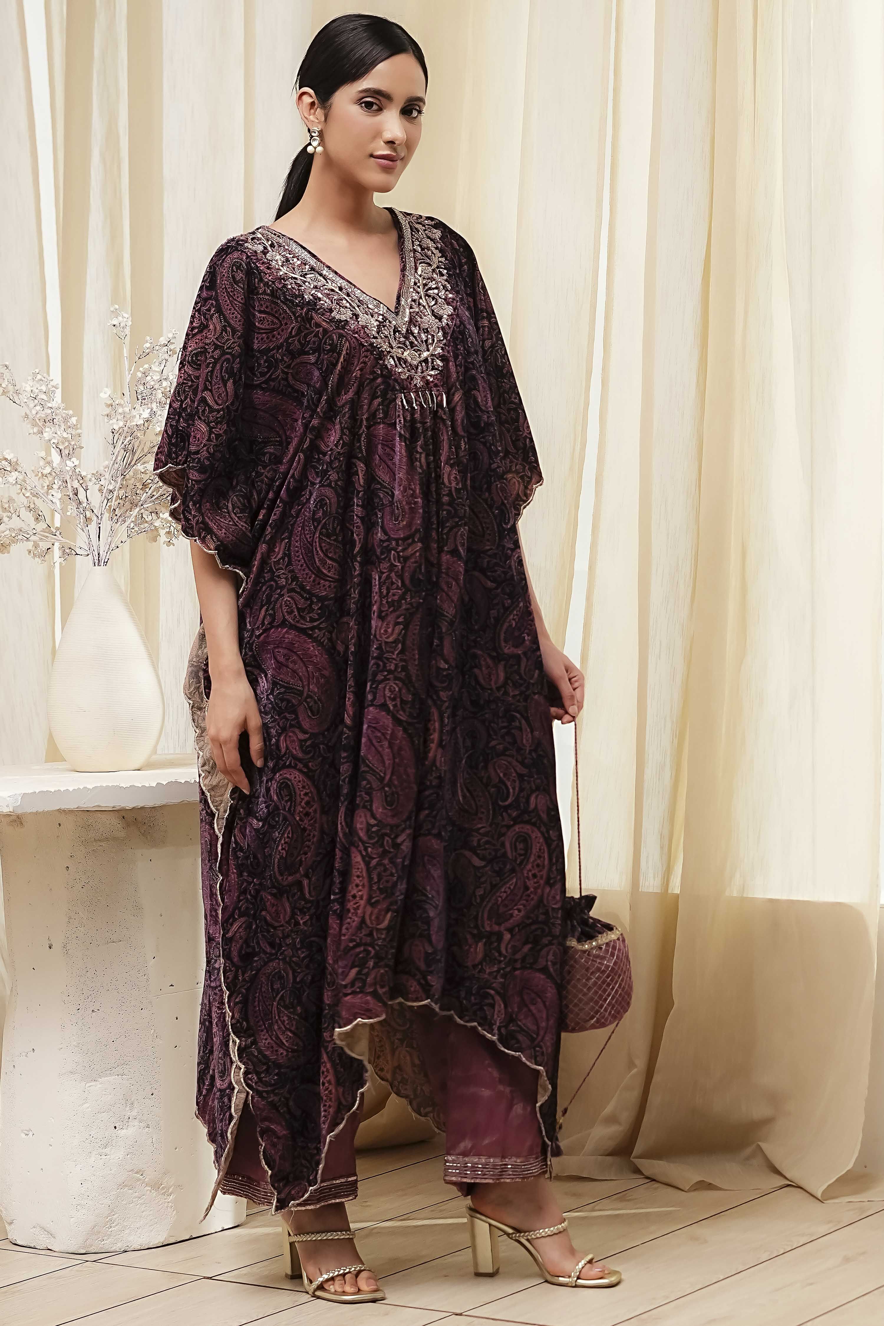 Purple Art Silk A-Line Kurta Palazzo Suit Set image number 5