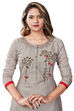 Grey Cotton Satin Easy Stitch Suit Set image number 3