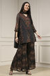 Charcoal Black Polyester Straight Printed Sharara Suit Set image number 5