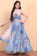 Electric Blue Viscose Blend Lehenga Set image number 0