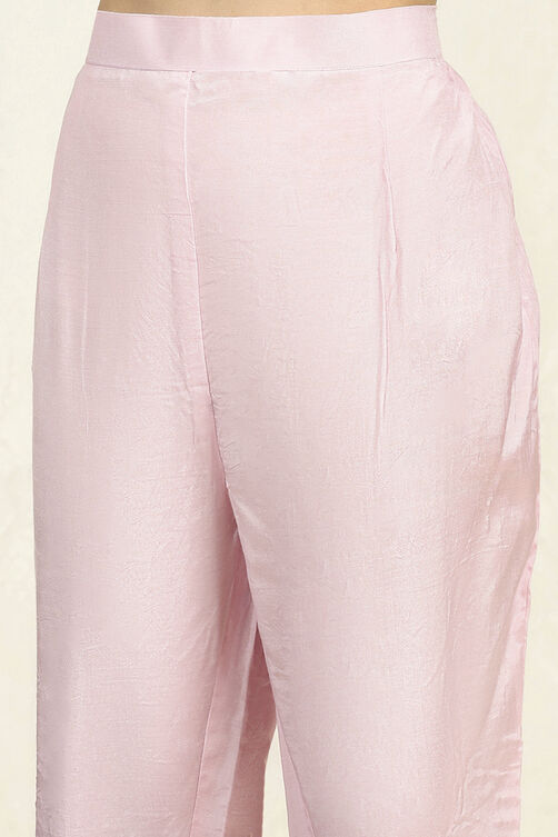 Light Pink Chanderi Unstitched Suit Set image number 3