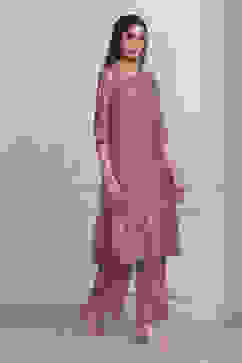 Lavender Floral Printed Straight Kurta Set image number 5