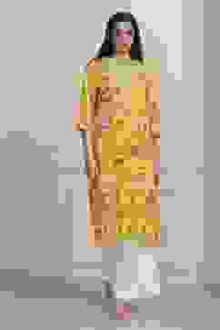 Yellow Viscose Rayon Straight Kurta image number 5