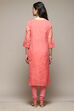 Orange Cotton Blend Flared Yarndyed Kurta image number 4
