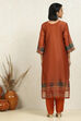 Blue Chanderi Floral Printed Unstitched Suit Set image number 5