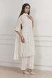 Ivory Poly Chanderi Embroidered Straight Suit Set image number 5
