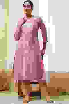 Pink Poly Cotton Straight Yarndyed Kurta image number 0