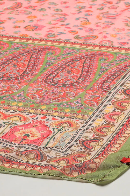 Green and Pink Cotton Blend Unstitched Suit Set image number 4