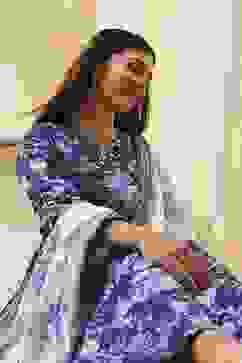 Indigo Pure Cotton Floral Gathered Suit Set image number 1