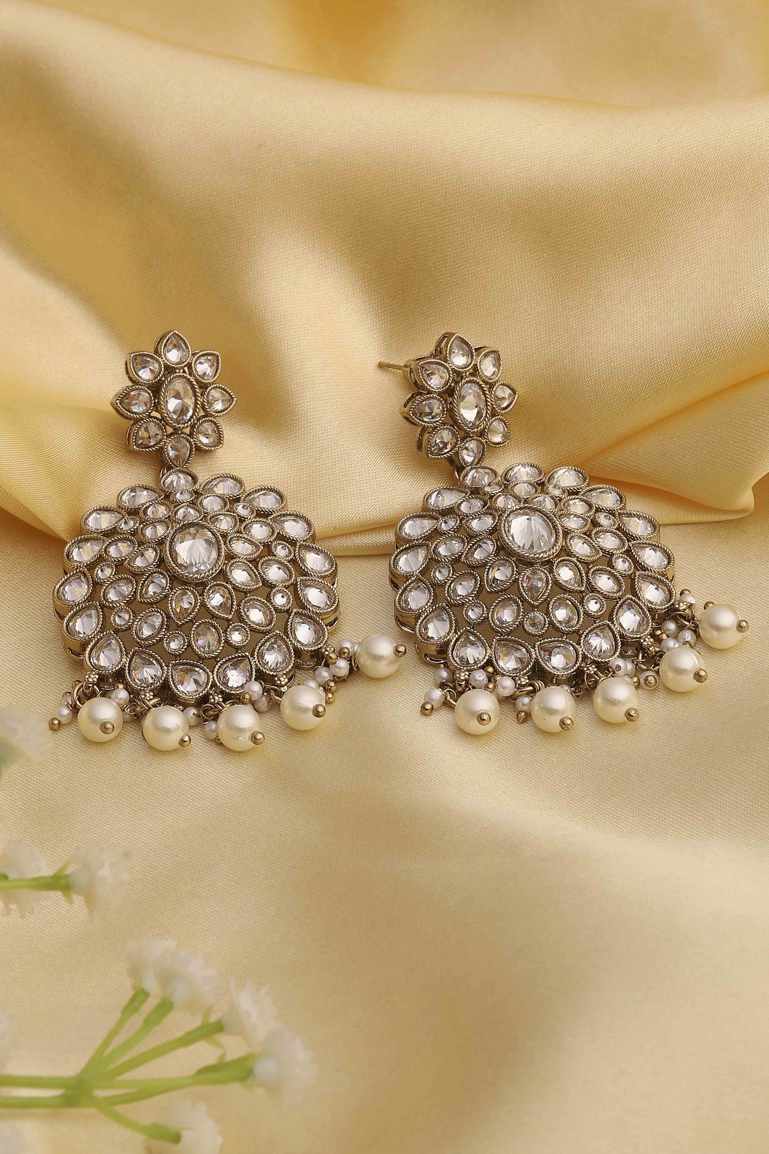 Gold Plated Alloy Stone Studded Chandbalis image number 0