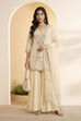 Powder Blue Butterfly Net Embroidered Sharara Suit Set image number 0