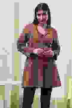 Burnt Orange Rayon Straight Printed Jacket image number 5