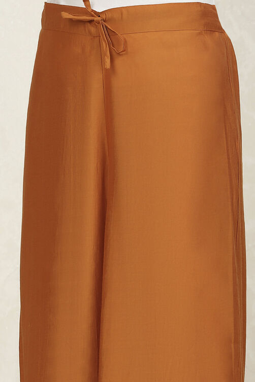Orange Chanderi Unstitched Suit Set image number 3