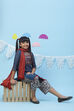 Blue Art Silk Girls Straight  Kurta Palazzo Suit Set image number 5