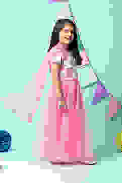 Pink Cotton Short Top Lehenga Set image number 6