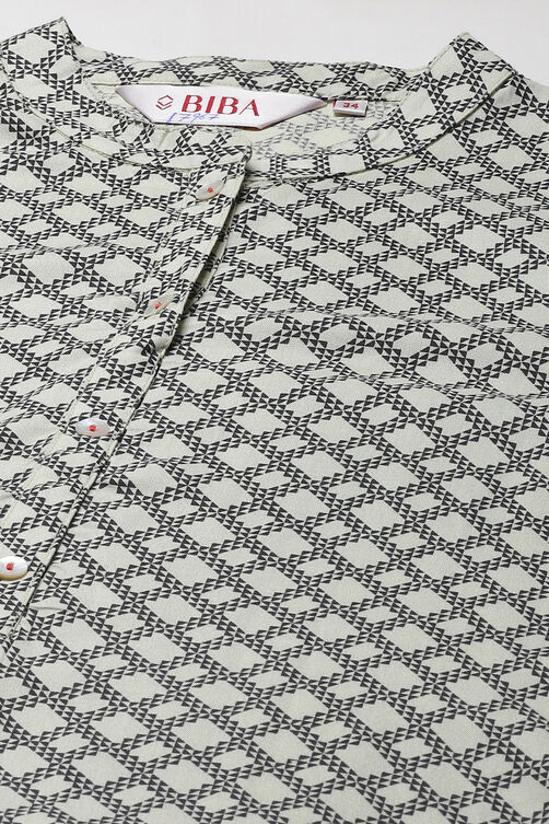 Blue Rayon A-Line Kurta image number 1
