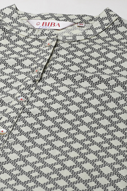 Blue Rayon A-Line Kurta image number 1