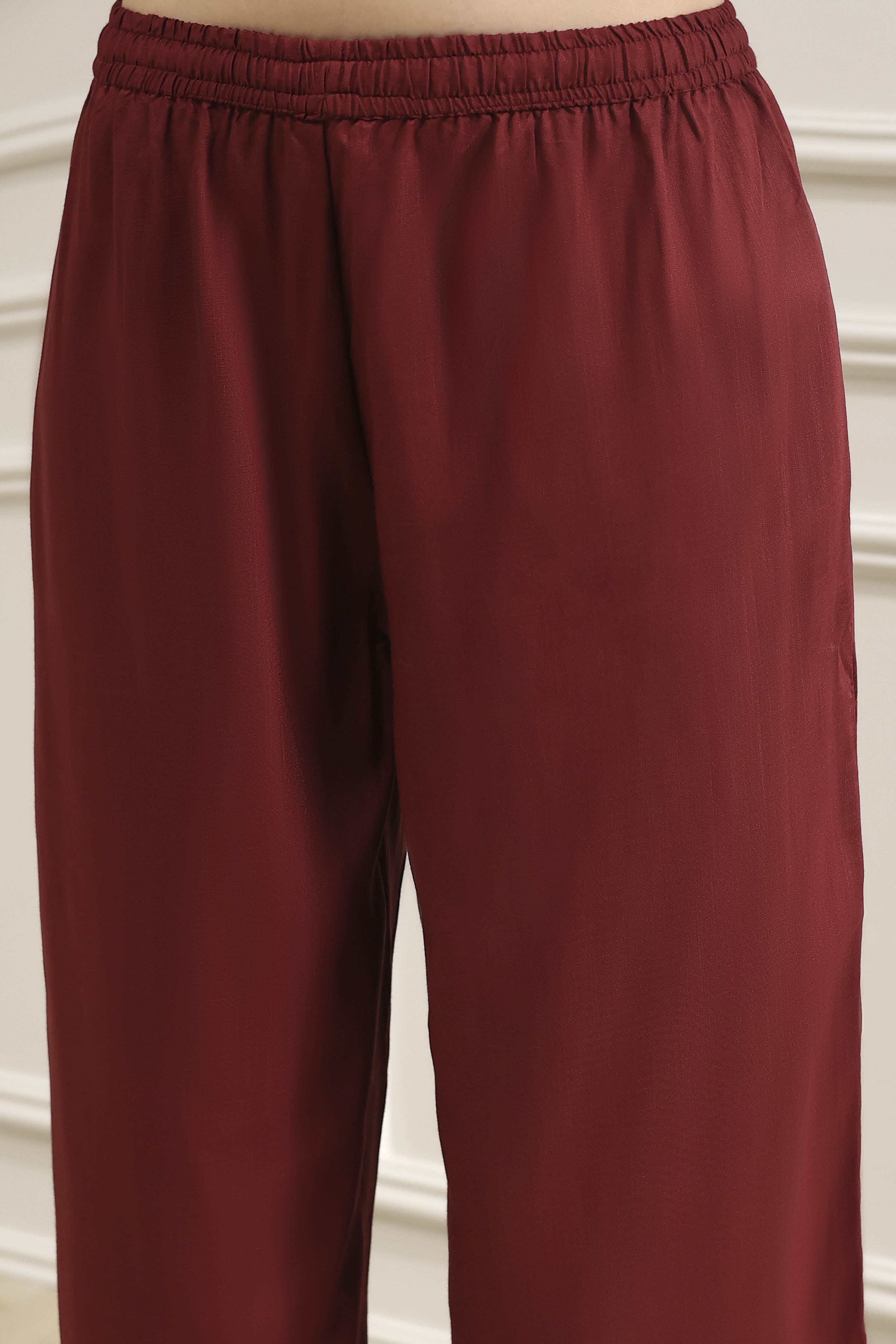 Rust Solid Gathered Suit Set image number 2