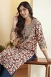 Rust Cotton Floral Printed Straight Kurta image number 1