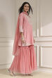 Light Pink Cotton Silk Embroidered Straight Suit Set image number 5