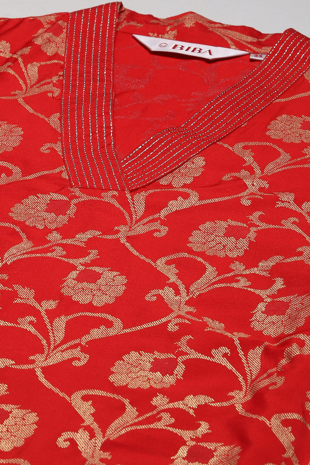 Red Poly Viscose Straight Printed Kurta image number 1