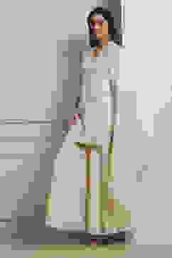 Ecru Cotton Embroidered Straight Sharara Suit Set image number 0