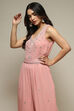 Pink Embroidered Straight Jumpsuit image number 1