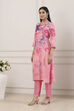 Pink Viscose Modal Straight Kurta Pants Set image number 3