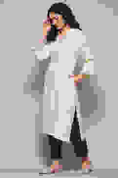 Cream Daffodil Straight Yarndyed Kurta image number 2