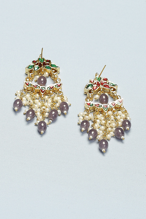 Purple Kundan Earrings image number 2
