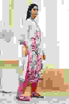 Ecru Floral Printed Straight Kurta image number 4