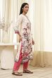 Ecru Floral Printed Straight Kurta image number 4