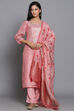 Pink Unstitched dress material Suit Set image number 0
