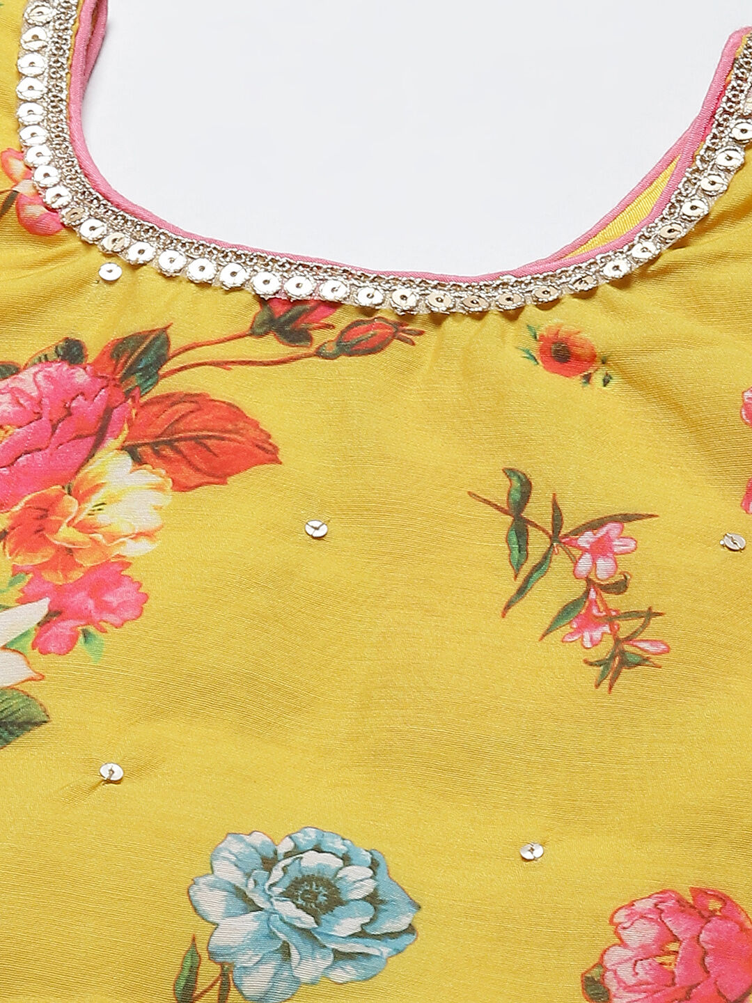 Lime Yellow Art Silk Lehenga Set image number 1