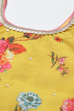 Lime Yellow Art Silk Lehenga Set image number 1
