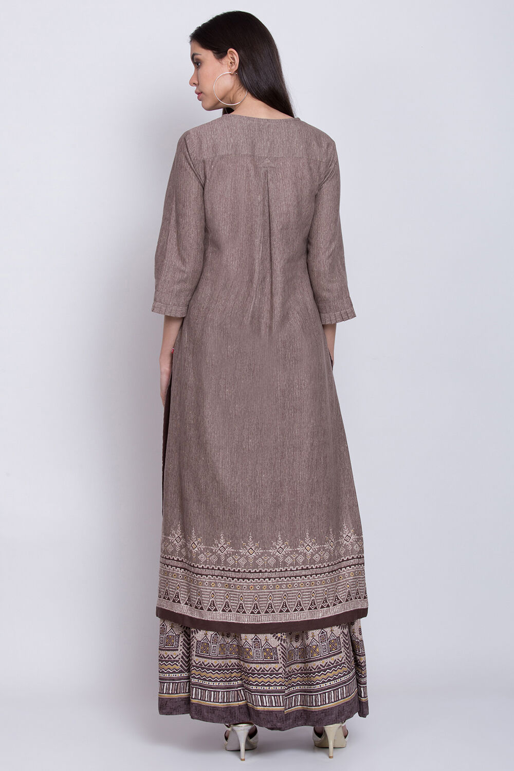 Sand Brown Straight Kurta image number 4