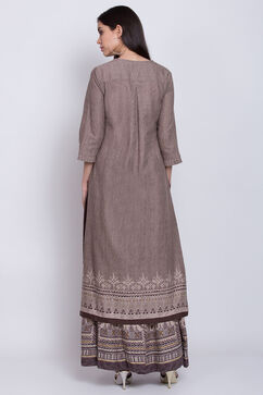 Sand Brown Straight Kurta image number 4