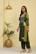 Green Printed Straight Kurta Set image number 3