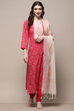 Pink Cotton Unstitched Suit Set image number 8
