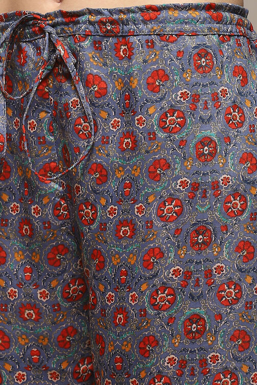 Blue Polyester Asymmetric Kurta Palazzo Suit Set image number 2